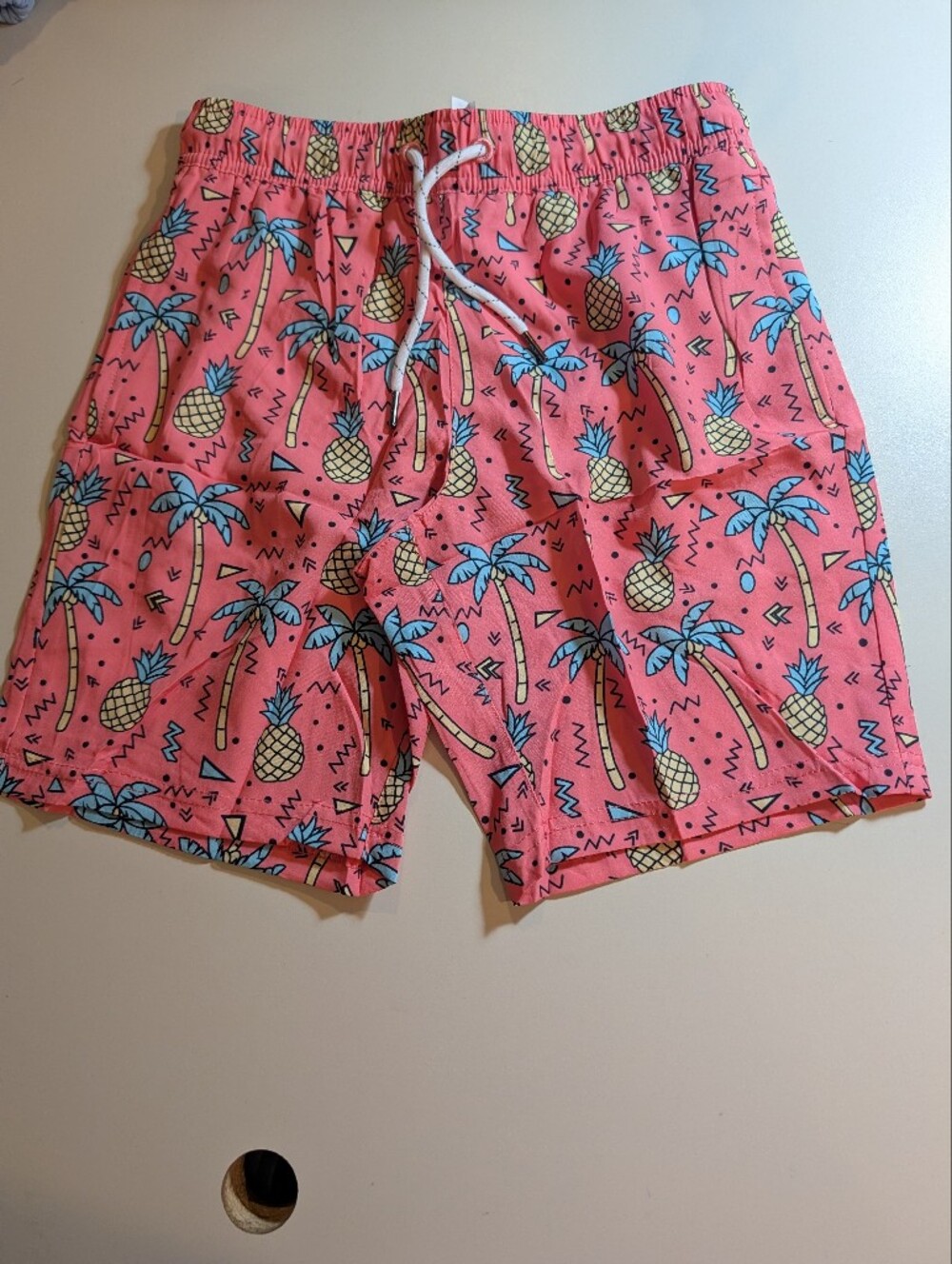 Brisira Boys 8Y Coral Pineapple Print Swim Trunks NWT